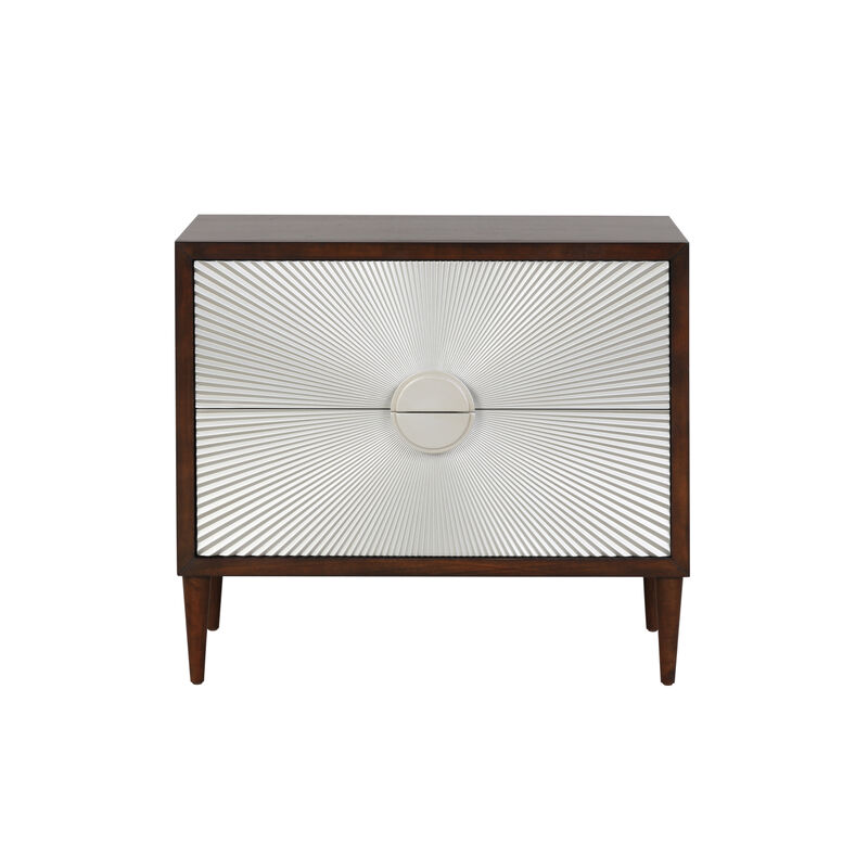 Shimas Accent Table in Silver & Walnut Finish AC00393