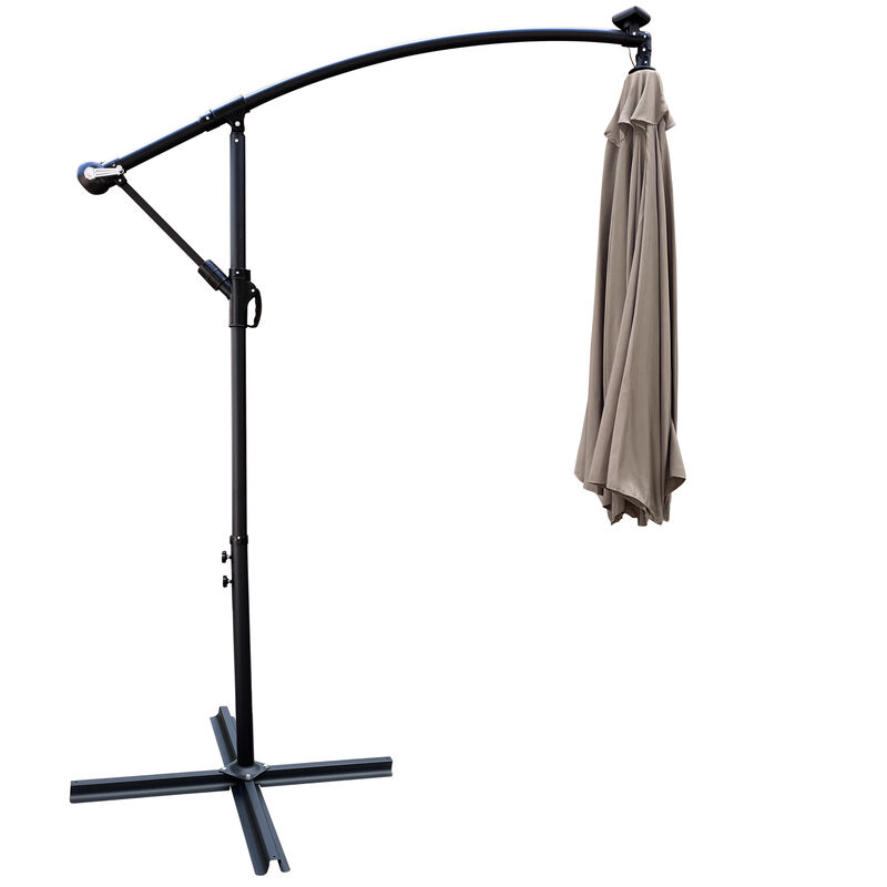 Streamdale 10ft LED Solar Patio Umbrella with Crank and Cross Base