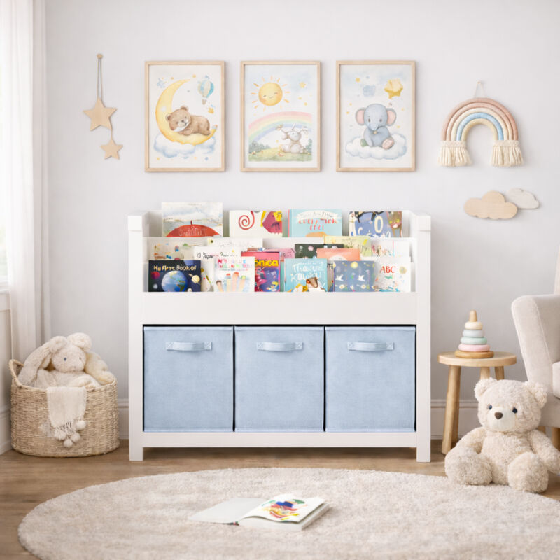 TATEUS Kids Bookcases 3 Tier Front-Facing Storage image number 9