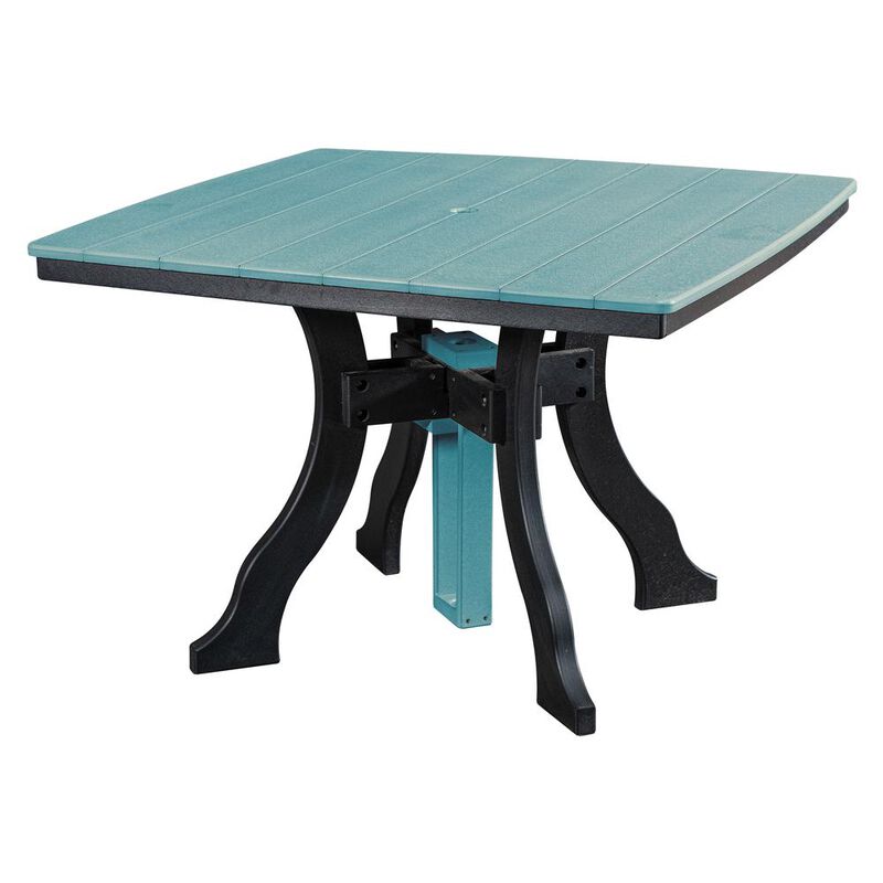 American Furniture Classics Dining Height Square Table in Aruba Blue with a Black Base
