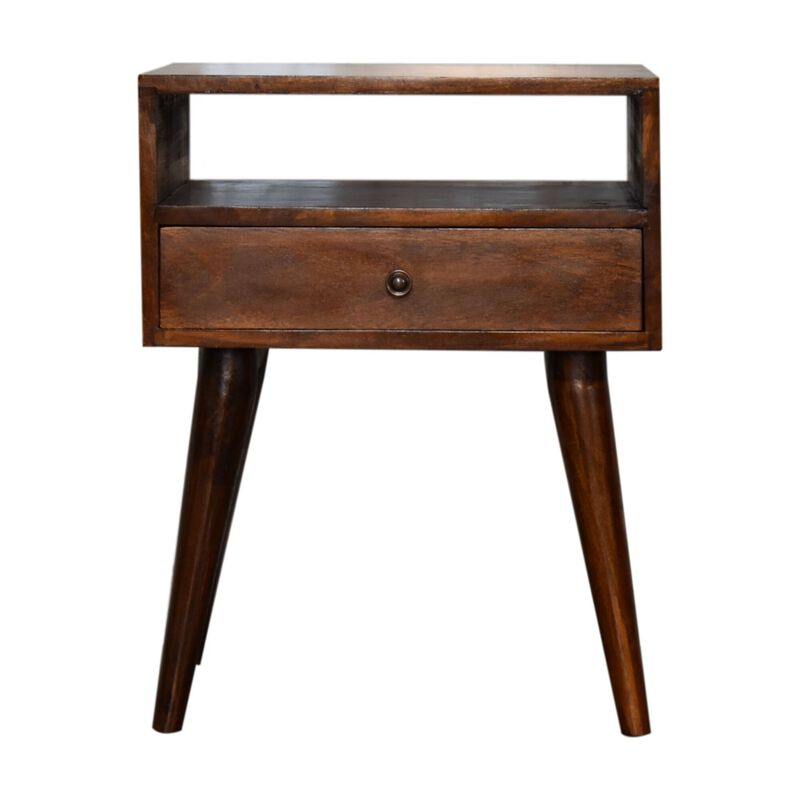 Modern Chestnut Solid Wood 1 Drawer  NightStand