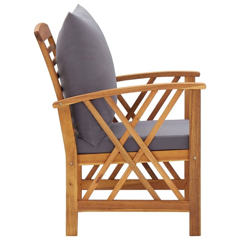Garden Chair Set of 2 Dark grey cushions Solid acacia wood Medium