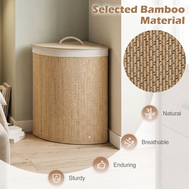 15 Gallon Wicker Laundry Hamper with Removable Liner and Lid image number 5