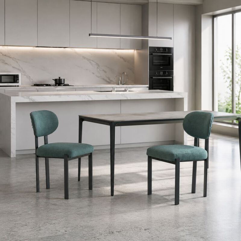 GOODSILO Mid-Century Upholstered Dining Chairs Set of 2, Ergonomic Curved Backrest Seating for Kitchen and Dining Room Spaces image number 2