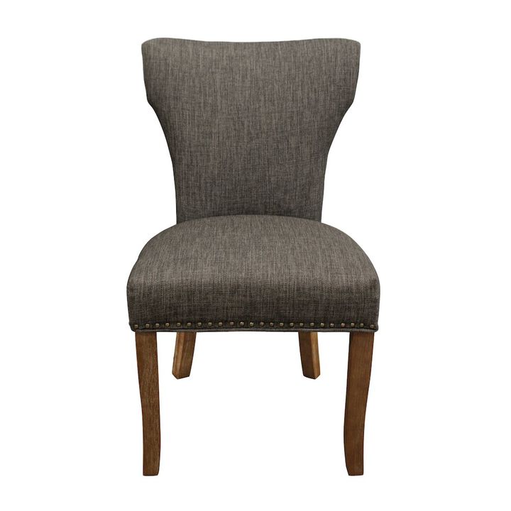 Alex Hamilton Transitional Jill Side Chair In Dark Gray Weave Fabric 2-Piece Set