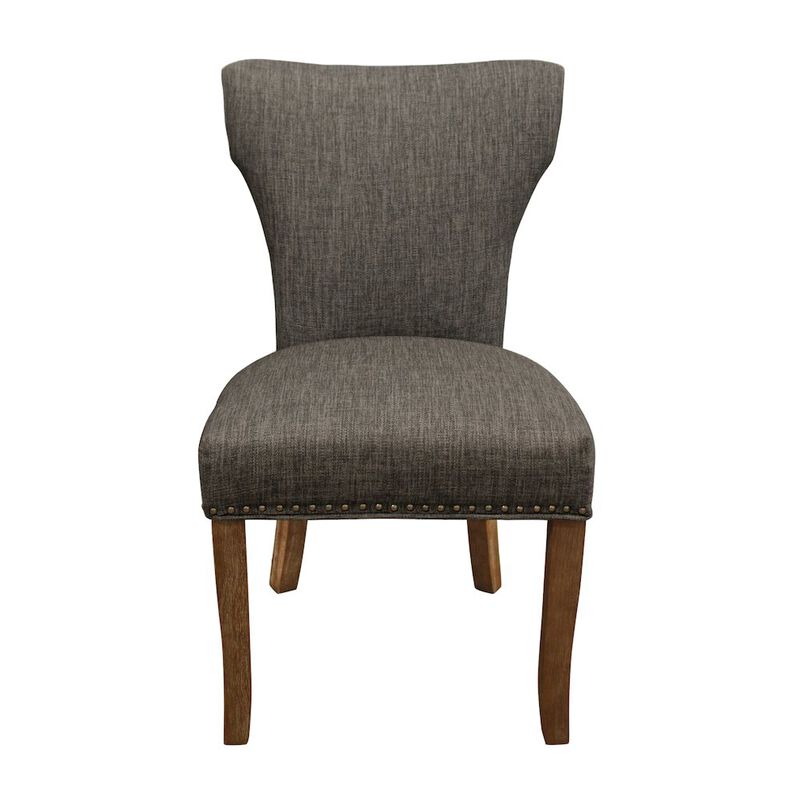 Alex Hamilton Transitional Jill Side Chair In Dark Gray Weave Fabric 2-Piece Set
