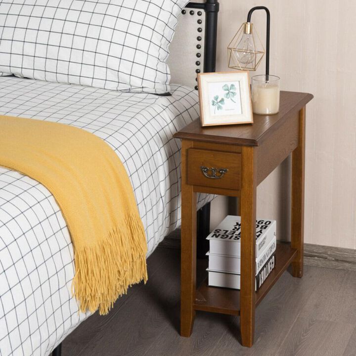 Hivvago End Table Bedside Sofa End Table Narrow Nightstand with Wooden Legs