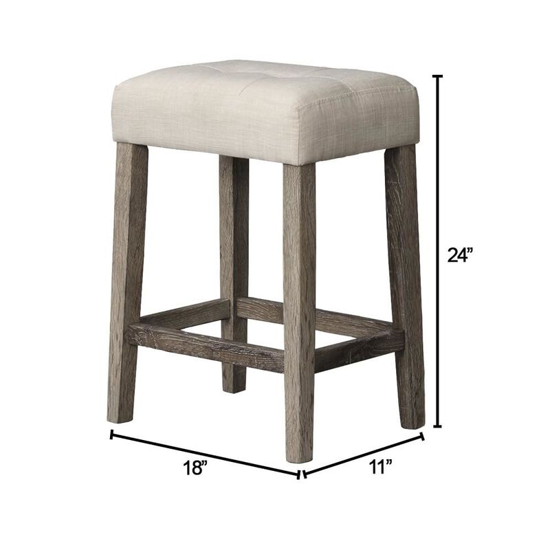 Best Master Furniture Yosef 24 Wood Counter Stool in Antique Oak (Set of 2)