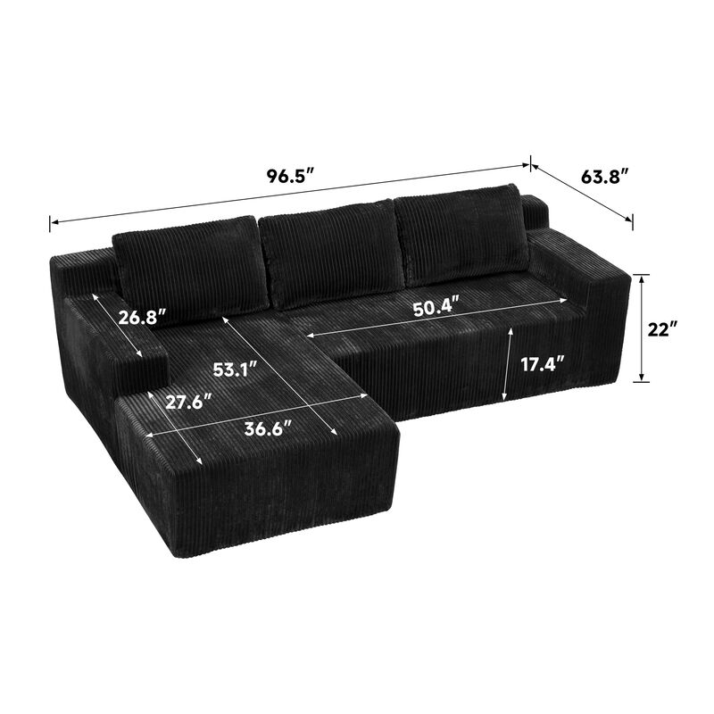 Losmek Modern L‑Shaped Corduroy Sectional Sofa image number 9