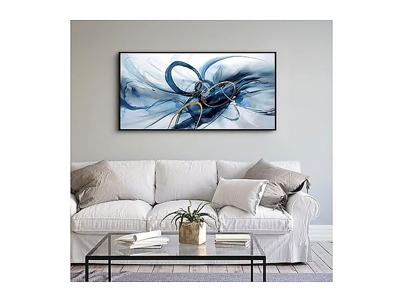 Frame Wall Art Modern Abstract Canvas Blue White Office Bedroom Decor image number 3