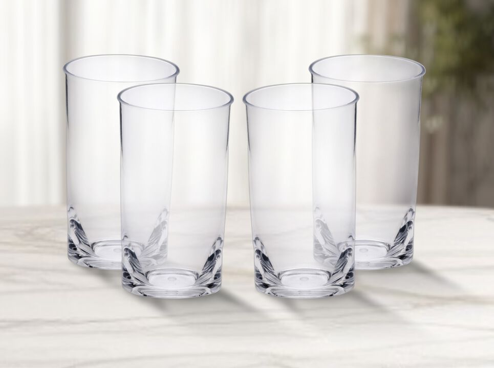 Set of 4 Acrylic Stemless Highball Glasses for Cocktails, Spirits, and Everyday Use