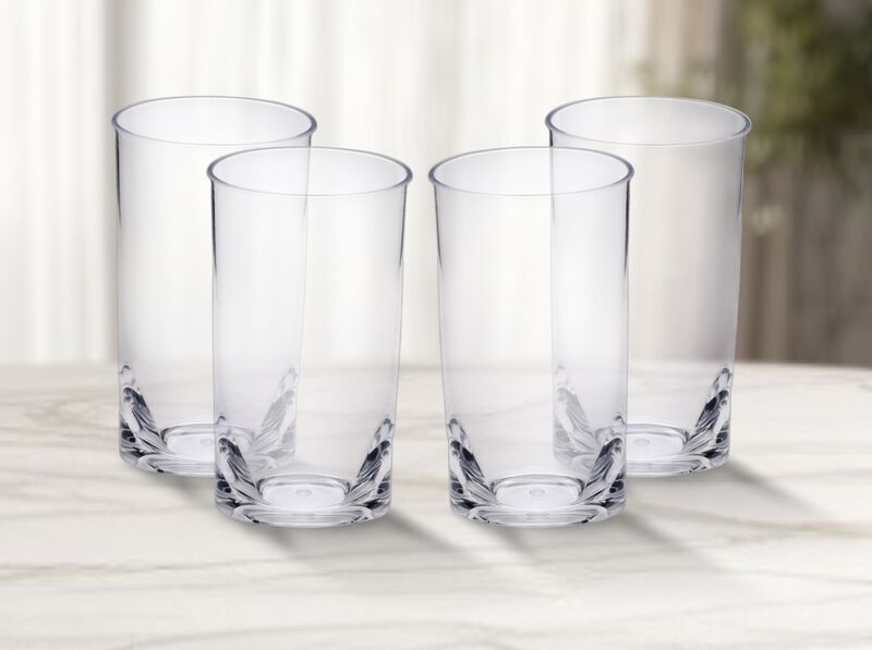 Set of 4 Acrylic Stemless Highball Glasses for Cocktails, Spirits, and Everyday Use