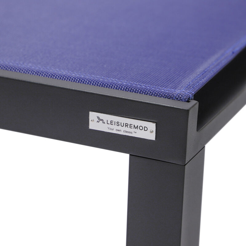 LeisureMod Marlin Patio Chaise Lounge Chair With Black Aluminum Frame, Set of 2