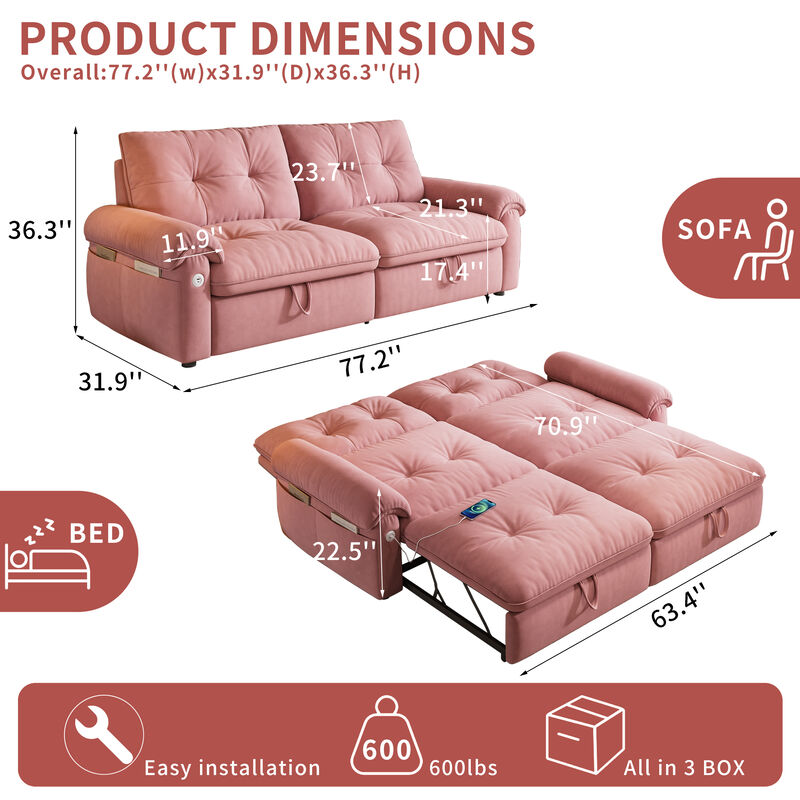 Vaffla  2-in-1 convertible sofa bed image number 5