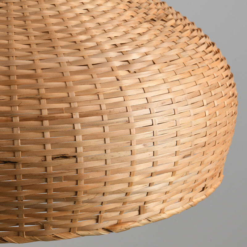 17.7" Boho Handwoven Bamboo Light Brown Dome Pendant Light for Living Room, Dining Room and Kitchen Island