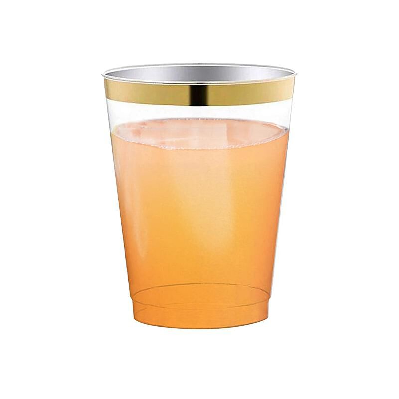 12 oz. Clear with Metallic Gold Rim Round Tumbler (240 Cups) image number 3