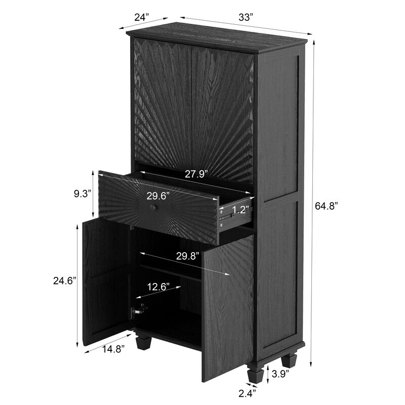 Pusard 64.5'' Tall Accent 4Door Cabinet image number 4