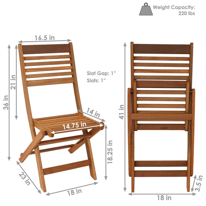 Sunnydaze Meranti Wood Folding Patio Dining Chair - Set of 2