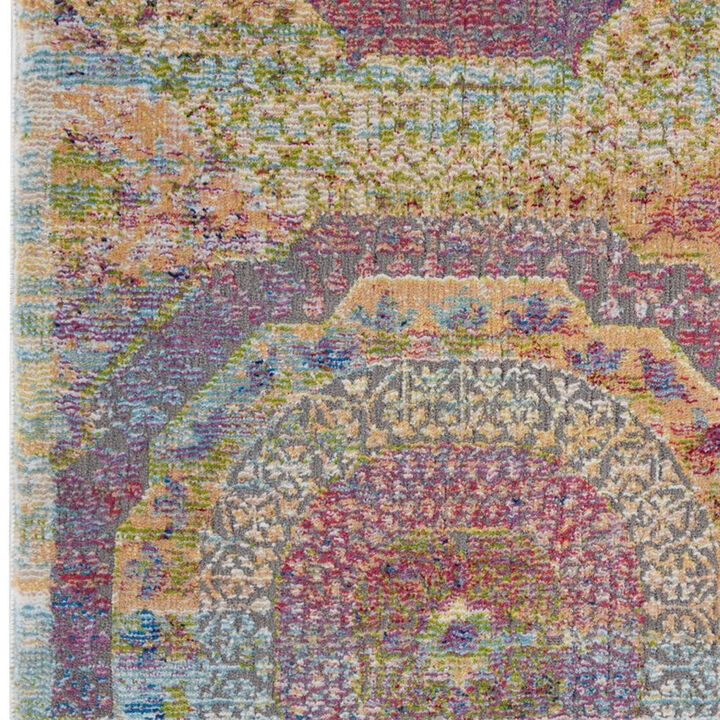 HomeRoots Floral Medallion Distressed Non Skid Area Rug