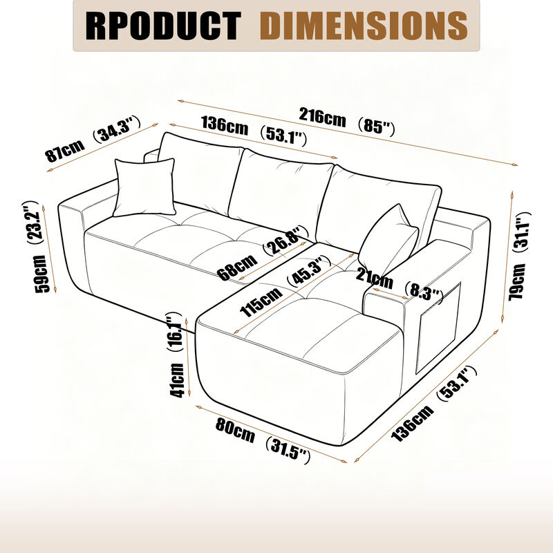 Plizer 85" Cloud Sectional R image number 3