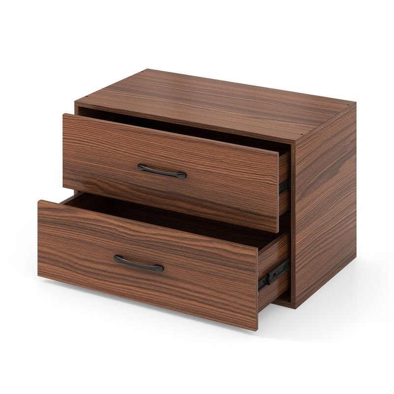 2-Drawer Stackable Horizontal Storage Cabinet Dresser Chest with Handles for Bedroom or Living Room