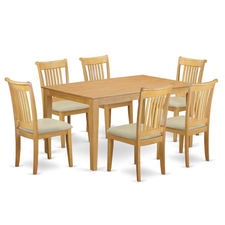 Dining Room Set Oak, CAPO7-OAK-C