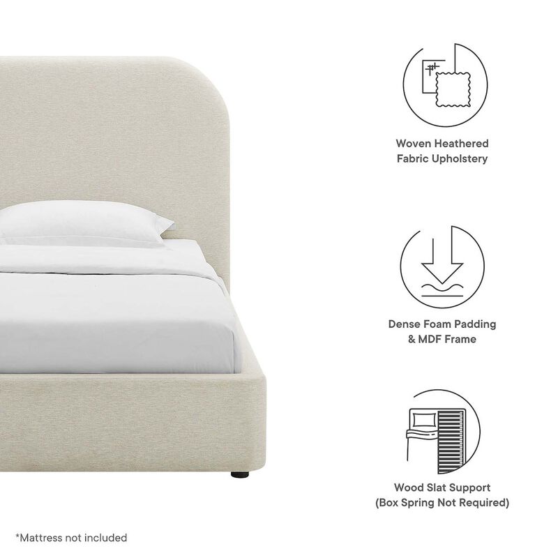 Keynote Upholstered Fabric Curved Twin Platform Bed image number 1