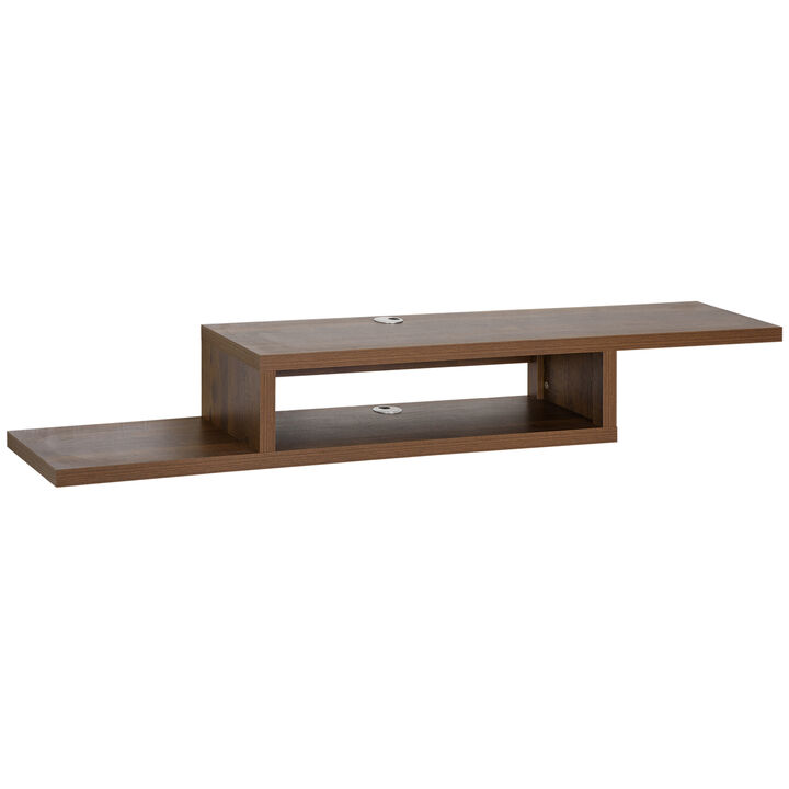 Wall Mount Media Console, Floating Stand, Entertainment Center Unit, Walnut