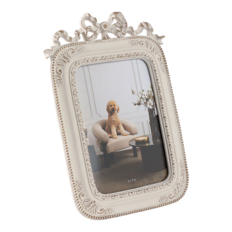 5x7 Resin Shabby Chic Photo Frame, Ivory image number 1