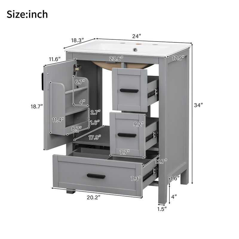 Merax Bathroom Vanity with Ceramic Sink