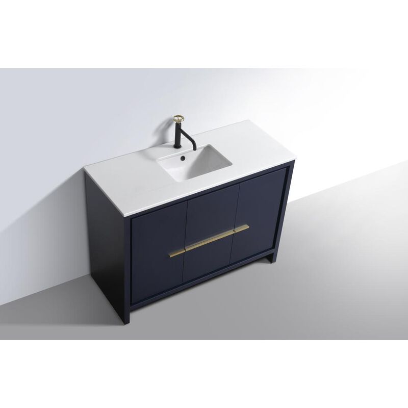 Kubebath KubeBath Dolce 48&Prime; Blue  Modern Bathroom Vanity with White Quartz Counter-Top