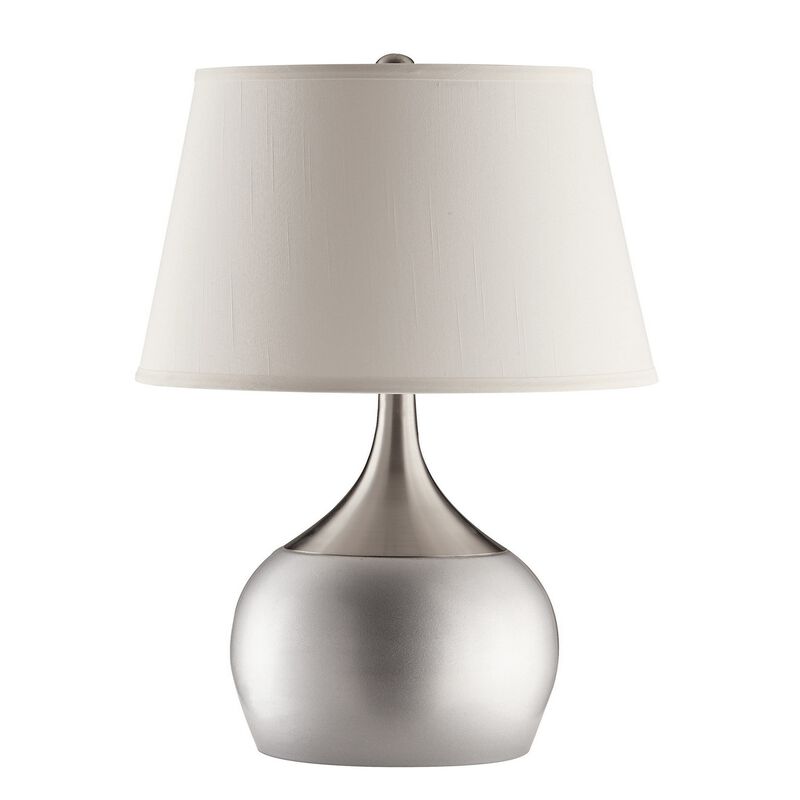 Modish Metal Table Lamp, Silver Set of 2-Benzara image number 1