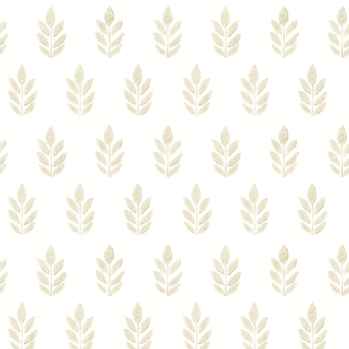 Ervic Blue Leaf Block Print Wallpaper