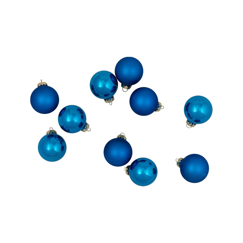 2-Finish Christmas Glass Ball Ornaments - 1.5" (40mm) - Blue - 10ct image number 5