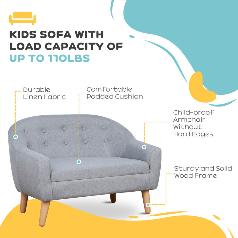 Hivvago 2-Seater Toddler Sofa with Wood Frame image number 5