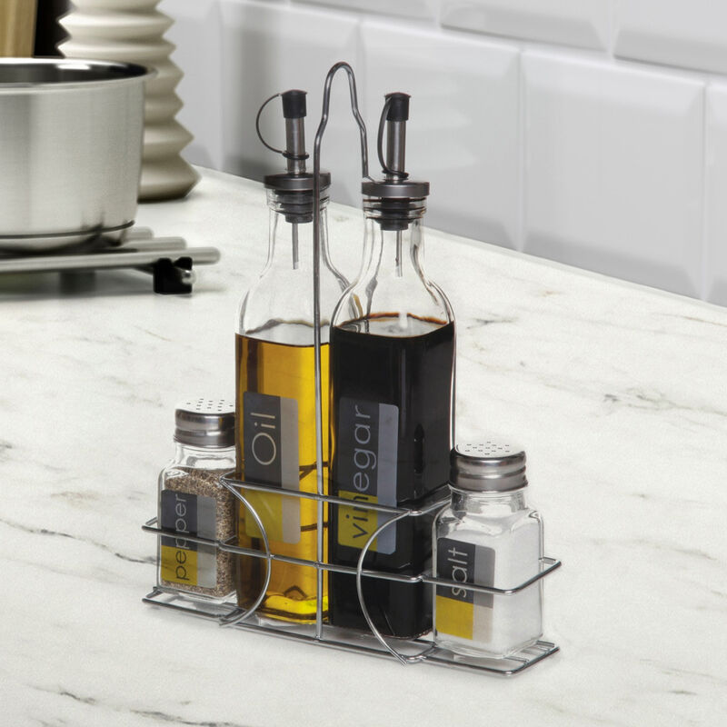General Store 4-Piece Condiment Set with Wire Caddy
