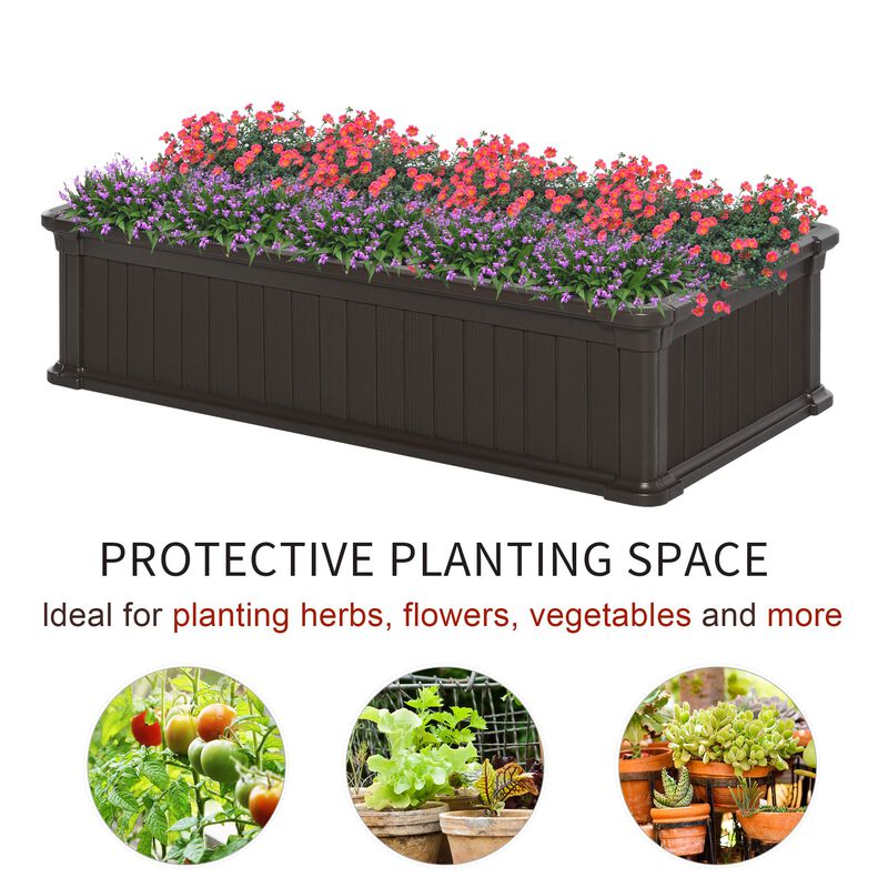 Outsunny 48'' x 24'' x 12'' Raise Garden Bed, Planter Box, Above Ground Garden for Flowers, Herb, Vegetables with Easy Assembly, Brown