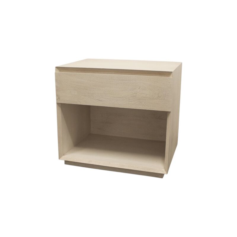 HomeRoots 24" Natural Solid Wood Ribbed Texture One Drawer Nightstand image number 5