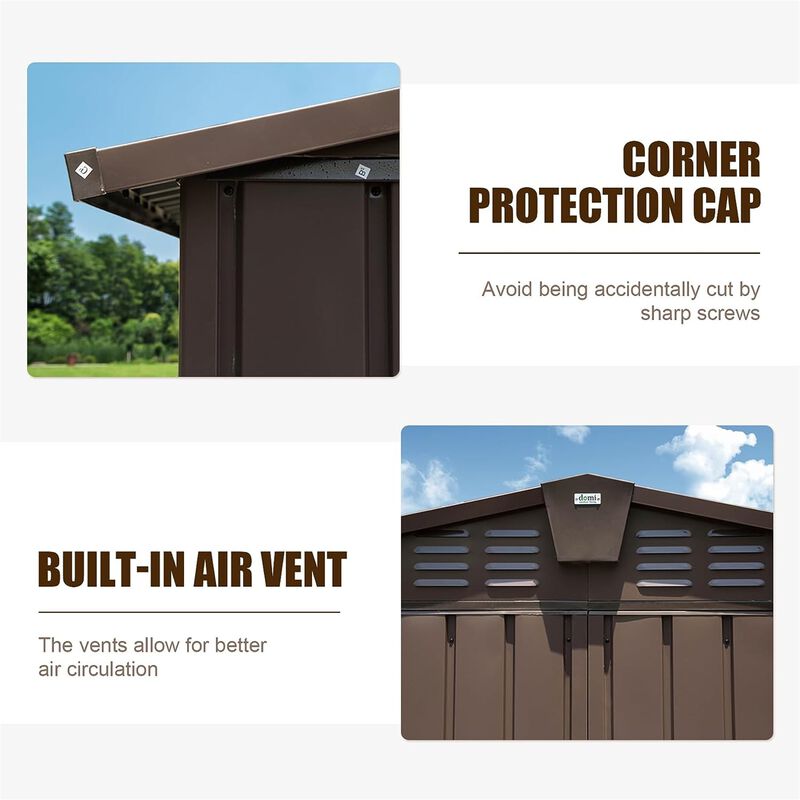 CLIHOME 10x8Ft Outdoor Patio Metal Steel Storage Shed,Utility Tool Shed Storage House with Double Lockable Doors and Air Vents image number 4