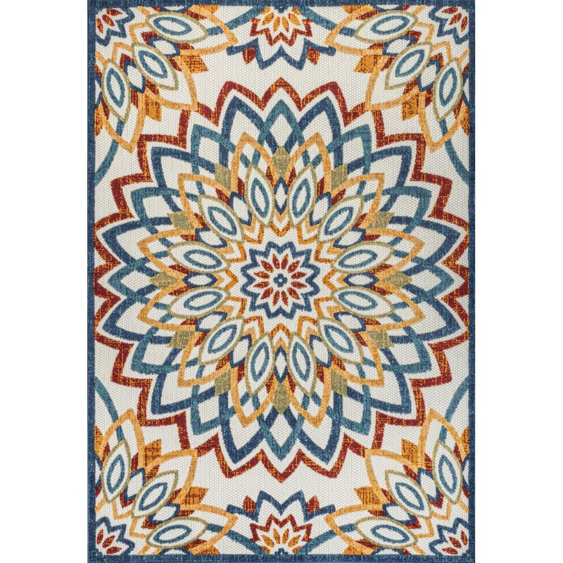 Flora Abstract Bold Mandala High-Low Indoor/Outdoor Area Rug