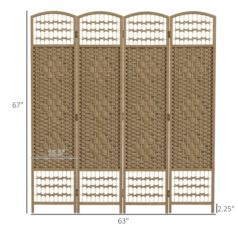 Hivvago 4-Panel Folding Room Divider with Wave Fiber Design image number 2