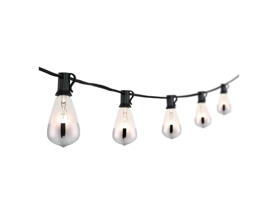 10-Light Indoor/Outdoor 10 ft. Rustic Industrial Incandescent C7 Half-Chrome Bulb String Lights, Black