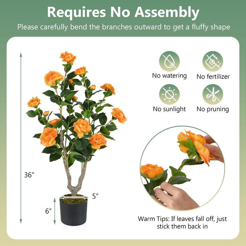Artificial Camellia Tree with Blooming Flowers, 1-Pack for Indoor or Outdoor Decor
