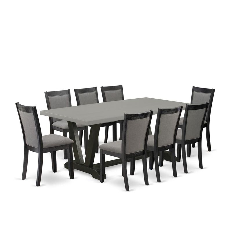 East West Furniture V697MZ650-9 9Pc Kitchen Set - Rectangular Table and 8 Parson Chairs - Multi-Color Color image number 2