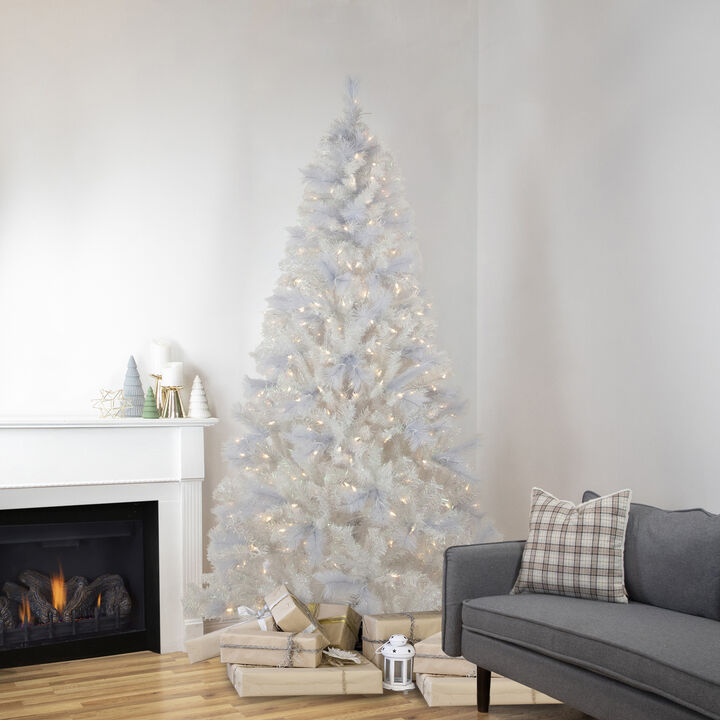 6.5' Pre-Lit Seneca White Spruce Artificial Christmas Tree  Dual Function LED Lights