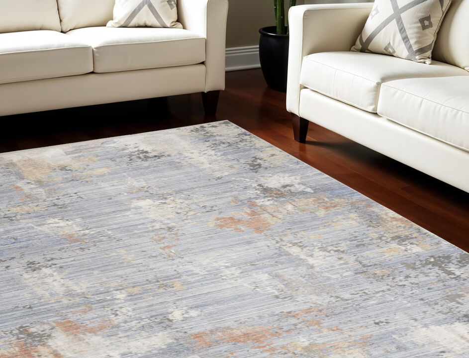 HomeRoots Abstract Area Rug With Fringe