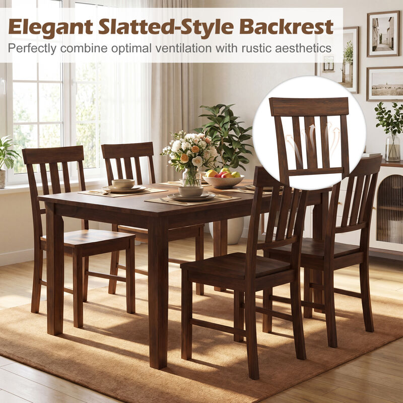 Set of 4 Dining Room Chairs with Rubber Wood Frame and Slat Backrest image number 4