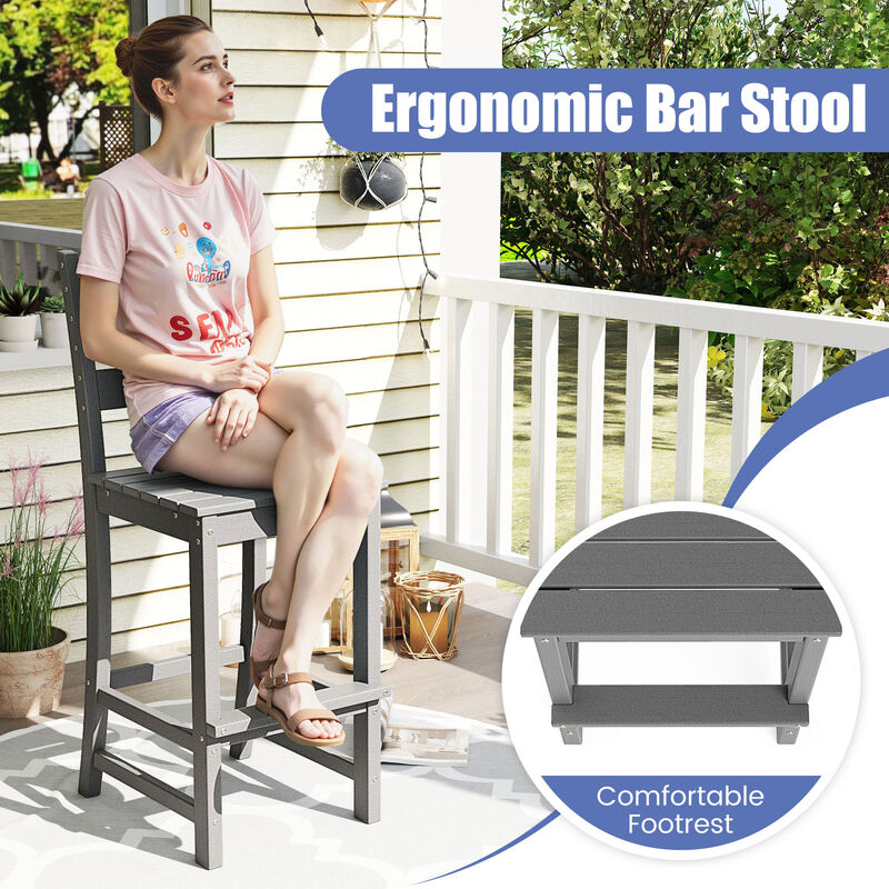 30 Inch HDPE Outdoor Counter Height Bar Stools with Backs Set of 2-Grey image number 4
