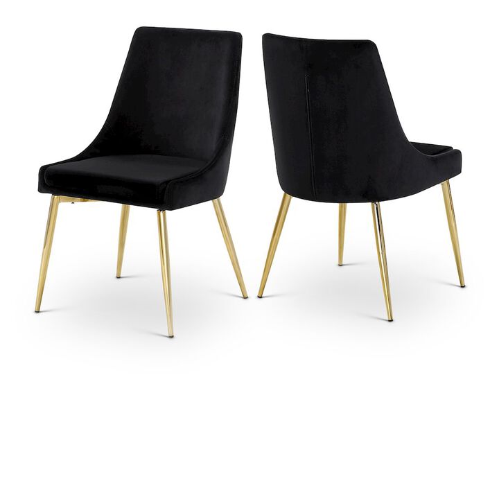 Meridian Furniture Karina Black Velvet Dining Chair, Set of 2
