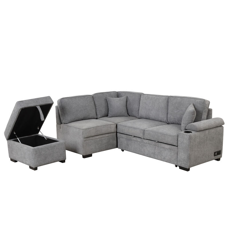 Merax 2 in 1 Pull Out Sofa Bed L Shape Couch